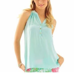 Lilly Pulitzer Light Blue Sleeveless Blouse Size L